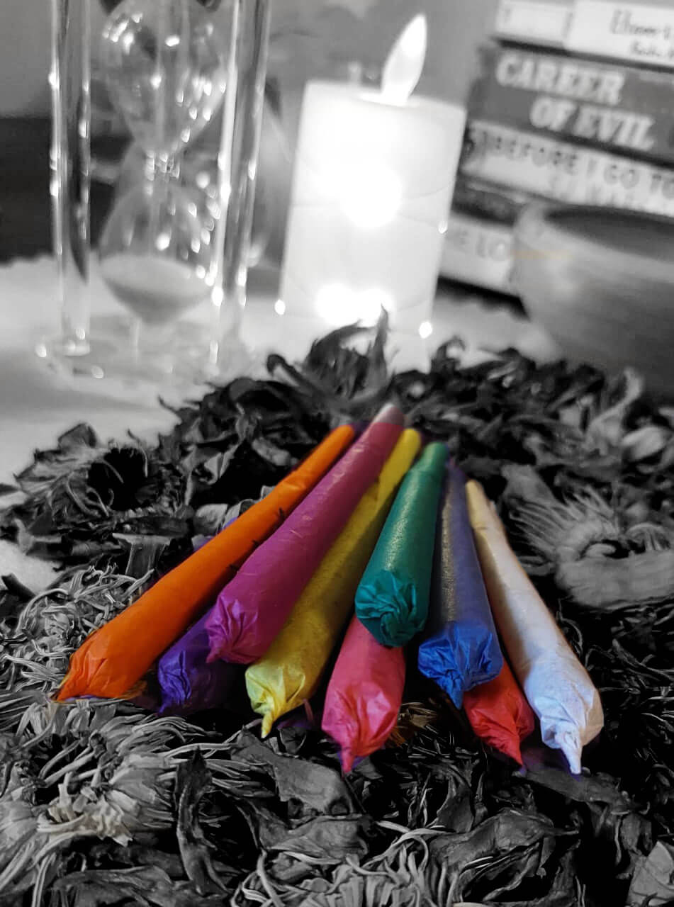 Pre-Rolled Blue Lotus (Herbal Smokes) multi color-image b&w